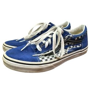 Vans Classic Blue Suede Checkered Sneakers